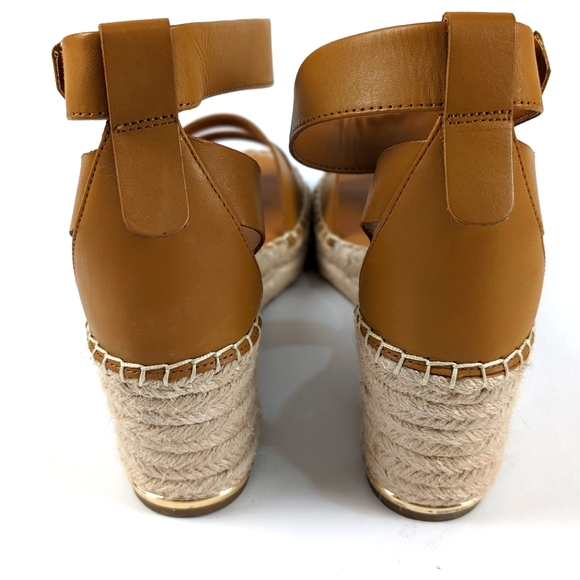 Franco Sarto Callia Brown Leather Wedge Espadrilles Sandals Ankle Strap Size 12 - Picture 6 of 10